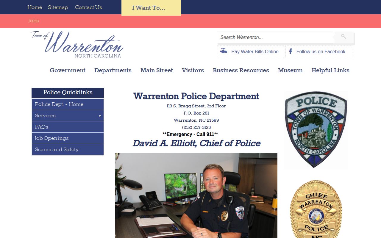Warrenton Police Department contact source for Warrenton arrest records