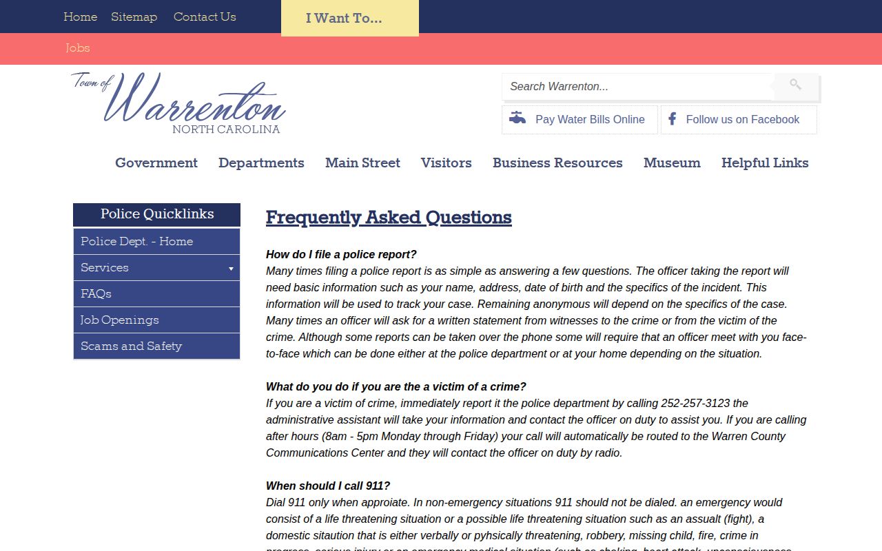 Warrenton Police report-copy instructions for arrest records